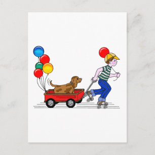 Pojk, Hund, vagn och ballonger Vykort