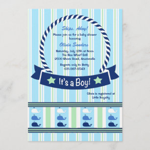 Pojk - Inbjudan till Whale Gräns Baby Shower