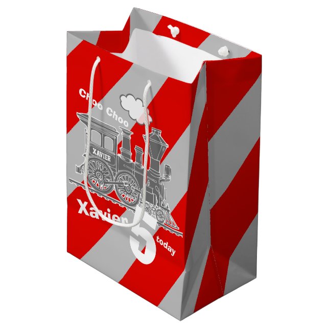 Pojk namn ålder tåg lok grå 5-årsdag (Framsidan Vinklad)