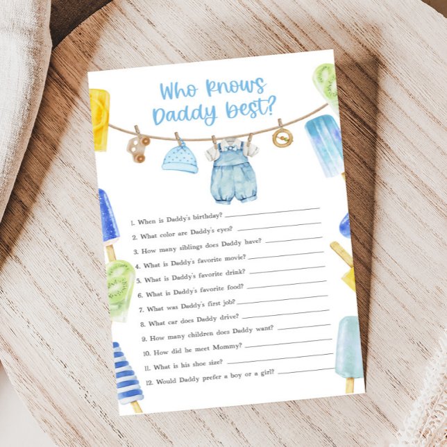 Pojk Pinnstång Baby Shower Vem vet pappa-spel (Ready to Pop Popsicle Baby Shower Game)