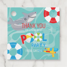 Pojk poolparty födelsedag haj tack