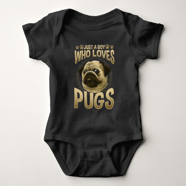 Pojk som kärlek Pugs Tass Hund älskare T Shirt (Framsida)