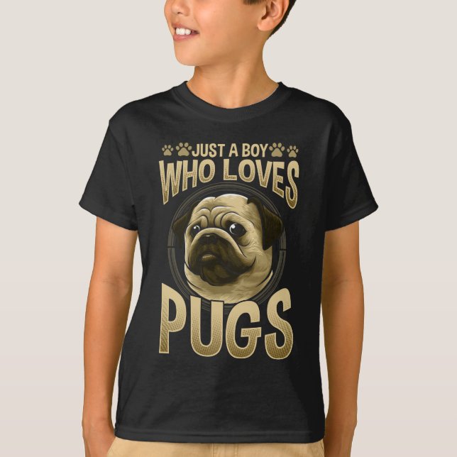 Pojk som kärlek Pugs Tass Hund älskare T Shirt (Framsida)