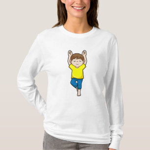 Pojk vid Yoga Stretching övningar T Shirt