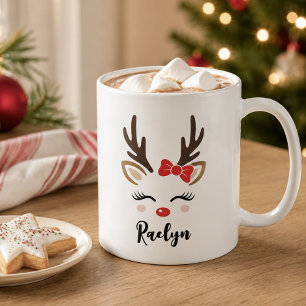 Pojkaktig Ren Röd Båge Anpassat Namn Kaffemugg