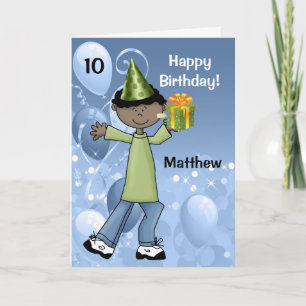 Pojkåldern specifik för Mörk Skinned Boy Birthday Kort