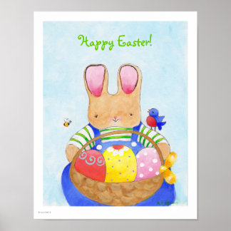Pojkanin med påskkorg poster