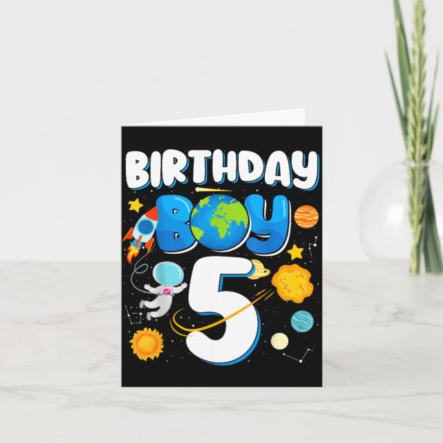 Pojkar 5-årsdag astronaut rymden planeter fyra kort (Framsida)