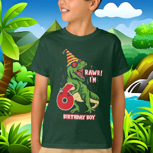 pojkar 6e Birthday dinosaur T Shirt