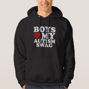 Pojkar älskar min Autism Swag-medvetenhet hjärta Hoodie
