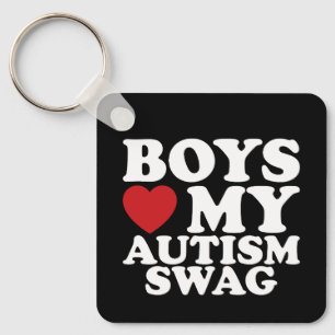 Pojkar älskar min autism-swag-medvetenhet hjärta nyckelring