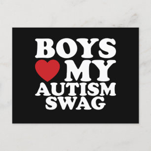 Pojkar älskar min autism-swag-medvetenhet hjärta vykort