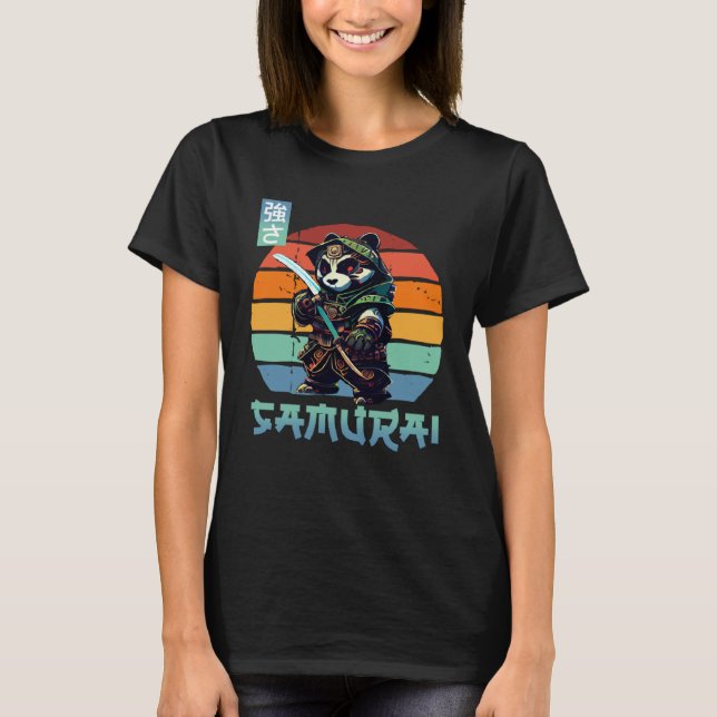 Pojkar Älskar Samuraj Panda Japan T Shirt (Framsida)
