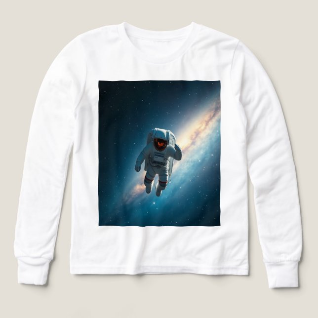 Pojkar Astronaut Rymd Galax Långärmad T Shirt (Design framsida)