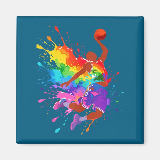 Pojkar Barn Basketspelare Bball Linne Magnet (Framsidan)