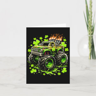 Pojkar Barn Monster Grön Lastbil Shamrock St Patri Kort