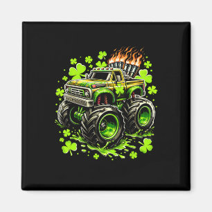 Pojkar Barn Monster Grön Lastbil Shamrock St Patri Magnet