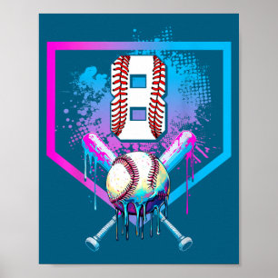 Pojkar Baseboll Drip 8-års Födelsedag Hemma Poster
