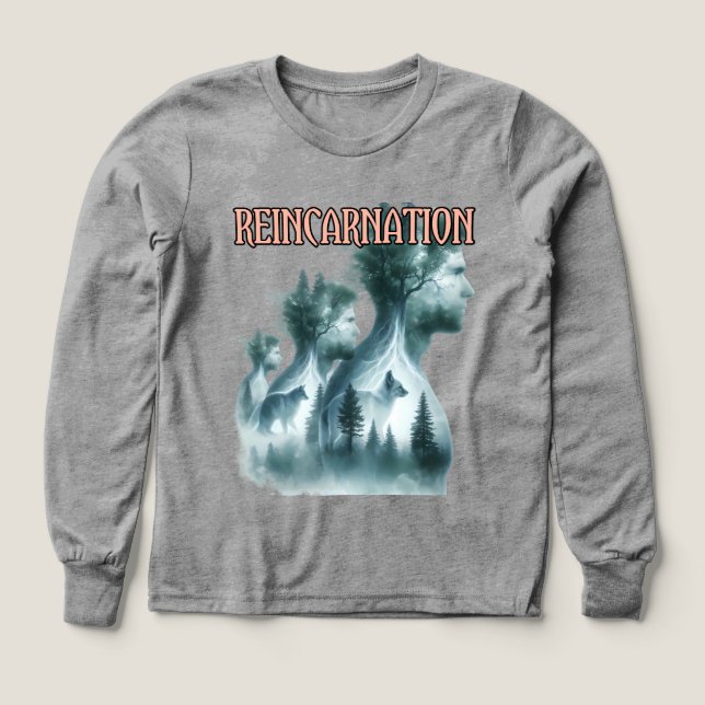 Pojkar Bella+Canvas Tri-blend Långärmad Tröja, Vit T Shirt (Design framsida)