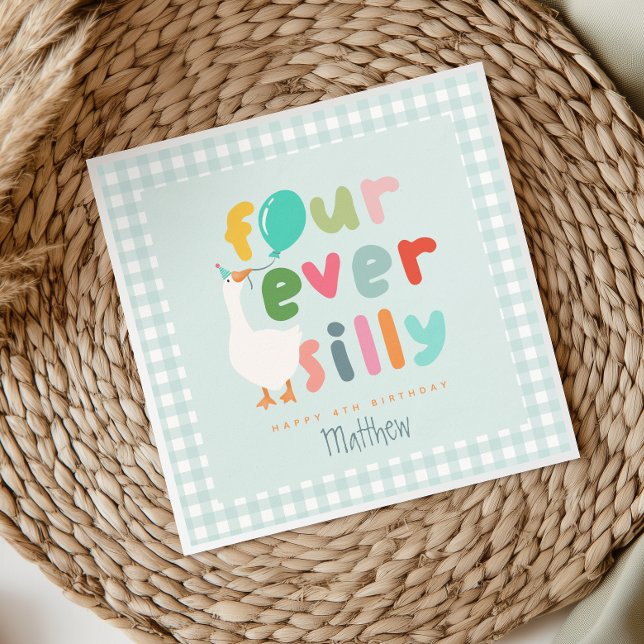 Pojkar Blå Four Ever Dum Gås 4-årsdag Pappersservett (Skapare uppladdad)