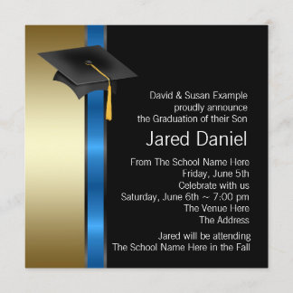 Pojkar Blå Guld Examen Meddelanden Inbjudningar