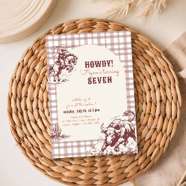Pojkar Brun Karo Cowboy Rodeo 7-årsdag Inbjudningar