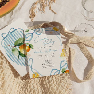 Pojkar Citron Ciao Baby Italiensk Baby Shower Inbjudningar