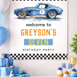 Pojkar Cool Blue Racingbil Barnkalas Poster