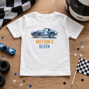 Pojkar Cool Blue Racingbil Barnkalas T Shirt