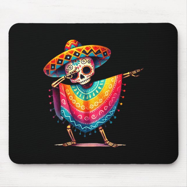 Pojkar Dabbing Skelett Cinco De Mayo Fest Sombrer Musmatta (Framsidan)