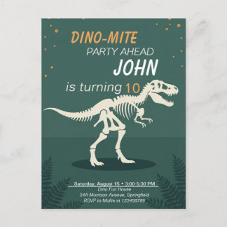 Pojkar Dino-Mite T-Rex skelett barn födelsedagsinb Vykort