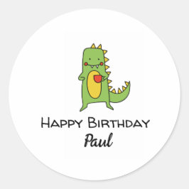 Pojkar, dinosauer grattis på födelsedagen-partiför runt klistermärke