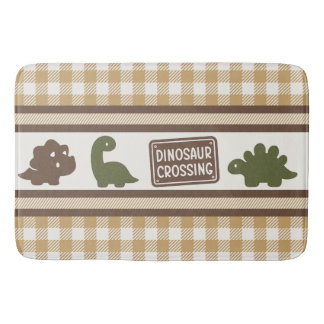 Pojkar Dinosaur & Gingham - Brun Armé Grön Khaki Badrumsmatta