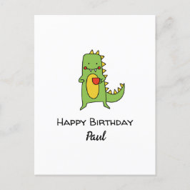 Pojkar dinosaur grattis på födelsedagen-förmånskor vykort