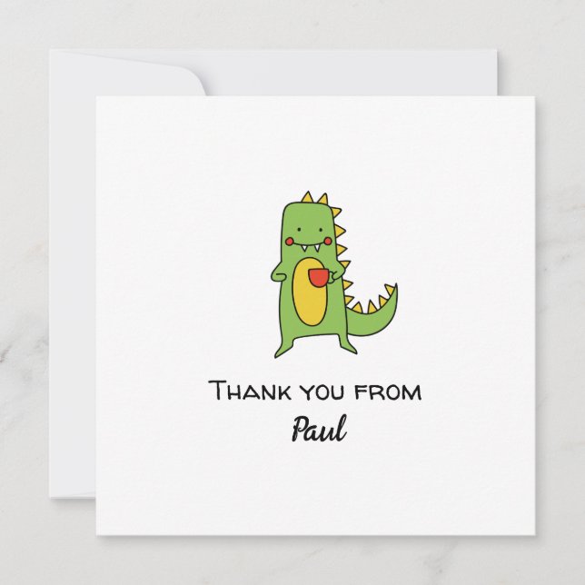 pojkar dinosaur tack sticker festgåva kort (Framsida)