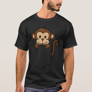 Pojkar Flickor Oddler Söt Zoo Djur Apa i fickan  T Shirt