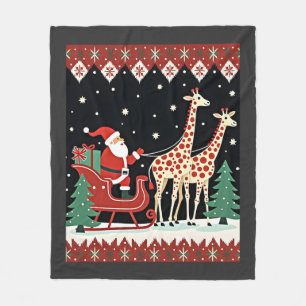 Pojkar Flickor Tomte Rida Giraff Sleigh Fulting Fleecefilt