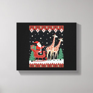 Pojkar Flickor Tomte Ridande Giraff Släd Ugly Canvastryck