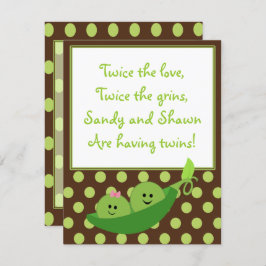 Pojkar Flickor Twillingar i en Pod för spädbarn Inbjudningar