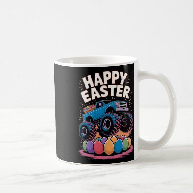 Pojkar Glad Påsk Monster Truck Påskägg Småbarn Kaffemugg (Höger)