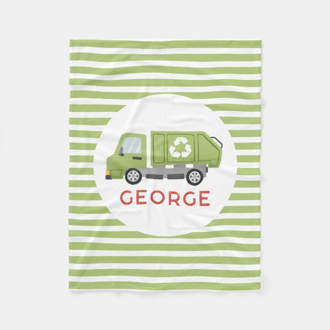 Pojkar Grön Sopor Soptruck Barn Fleecefilt (Framsidan)