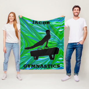 Pojkar Gymnastik Grön Blå Byst Bench Fleecefilt