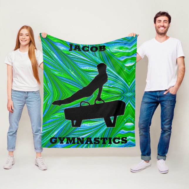 Pojkar Gymnastik Grön Blå Byst Bench Fleecefilt (På plats)
