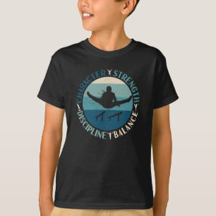 Pojkar Gymnastik Karaktär Styrka Disciplin T Shirt