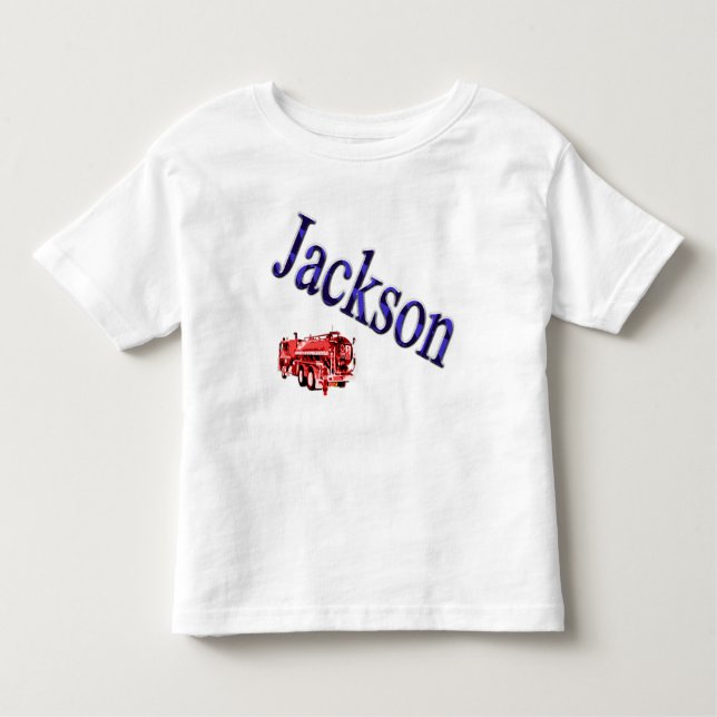 Pojkar heter Jackson Blå Namn Logo, T Shirt (Framsida)