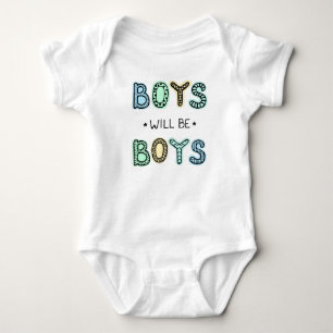 Pojkar kommer att vara pojkar, typografi Baby Body T Shirt