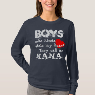 Pojkar/ljus text för Nana T-tröja (långärmaden T Shirt