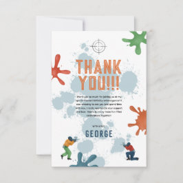 Pojkar Modern Blå Målarfärg Barnkalas Tack Kort