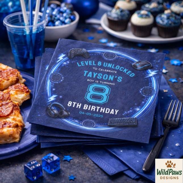 Pojkar Modern Cool Blue Spel 8-års födelsedagsfest Pappersservett (Boys Modern Cool Blue Gaming 8th Birthday Party Napkins
☆★
☆★
☆★
☆★
☆★
4.7 out of 5 stars rating
(31)