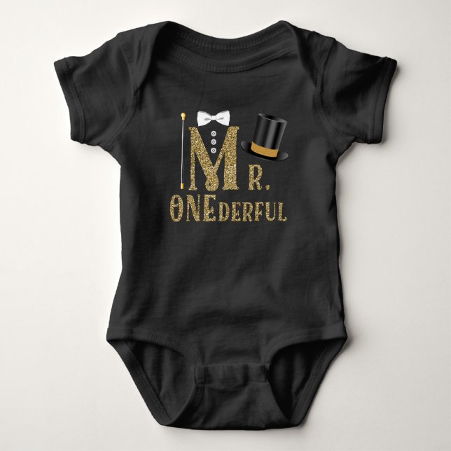 Pojkar Mr ONEderful 1-års födelsedagsskjortor Tee (Framsida)